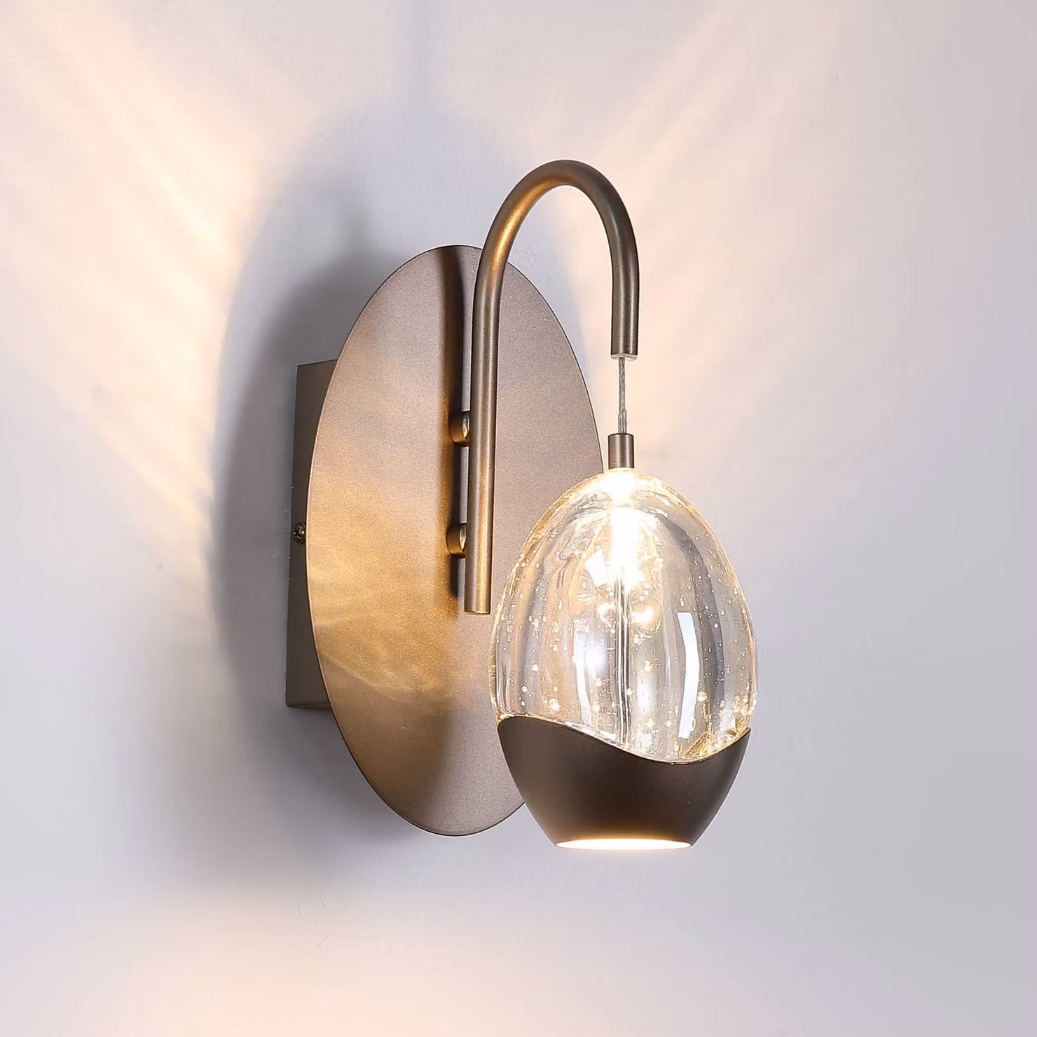 Searchlight Applique da parete a LED Seeds, dimmerabile, Crema / Ambra, Soggiorno / Sala da pranzo, Vetro, Applique a LED
