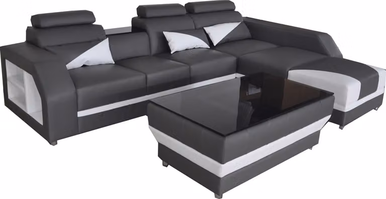Leder Eck Sofa Couch Garnitur Ecke Sofas Couchen Polster Wohnlandschaft Luxus