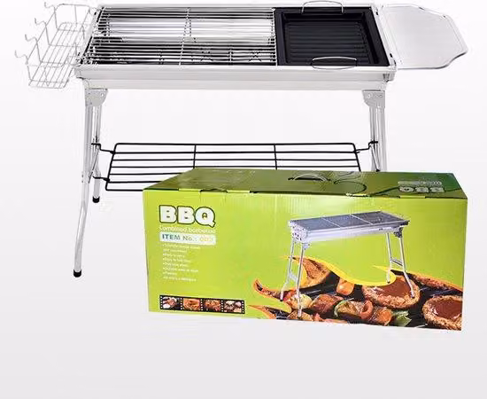 Barbecue compatto a carbonella in acciaio per campeggio e giardino