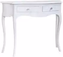 Consolle in legno Shabby chic bianco opaco mod Aurora con pomelli Swaroski