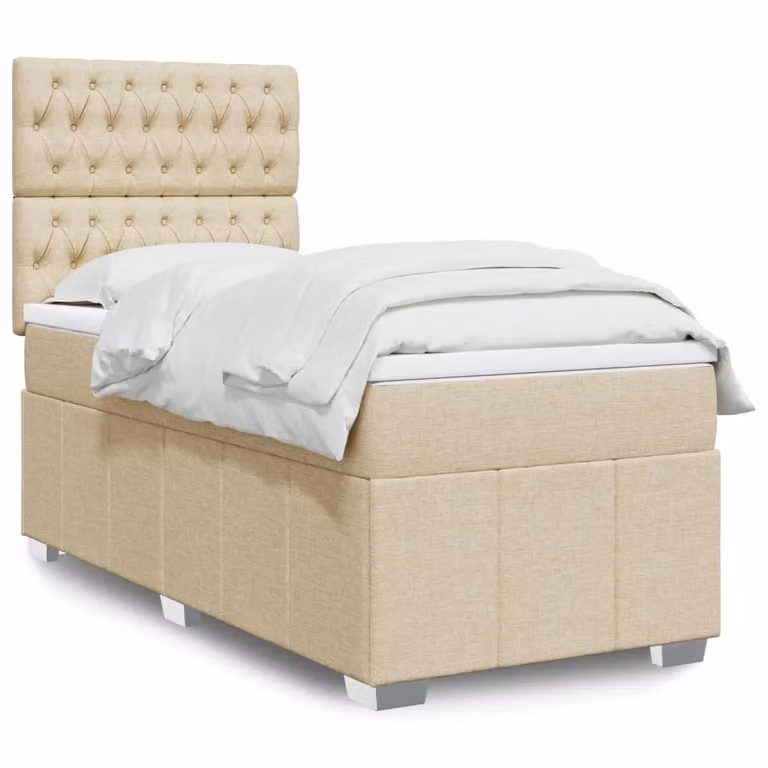 Maison Exclusive - Letto boxspring con materasso Crema 100x200 cm Tessuto