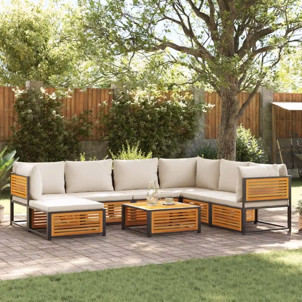 Maison Exclusive - Set da giardino 8 pezzi con cuscini in legno massello di acacia