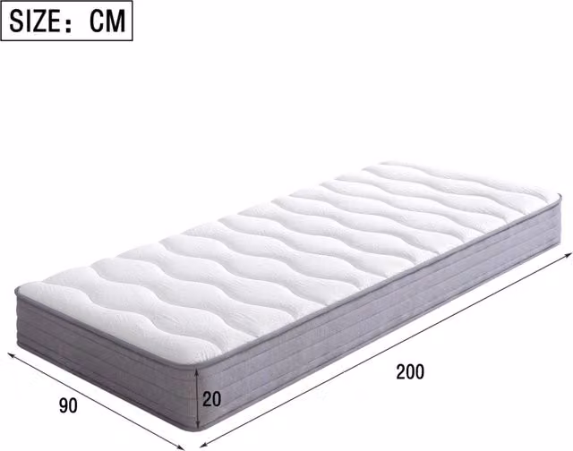 Materasso a molle 90x200 cm H3, spessore 20 cm, ergonomico, bianco