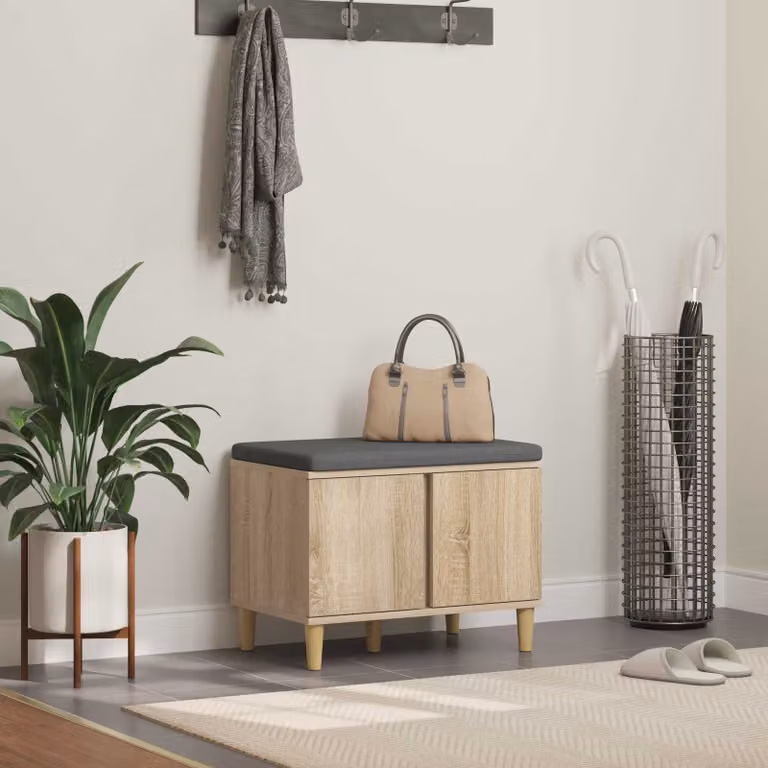 Panca per ingresso con scarpiera vidaXL in stile moderno, colore marrone, L 60 x P 38 x H 46 cm
