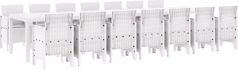 Set da pranzo da giardino con cuscini 15 pcs Bianco PP
