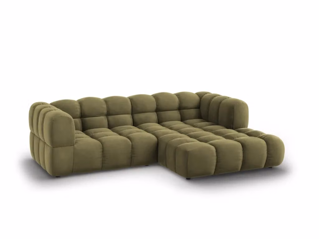 Divano angolare modulare Sky di Cosmopolitan Design, modello a 3 posti con orientamento destro, rivestito in velluto verde, L 244 x P 132 x H 75 cm – 2