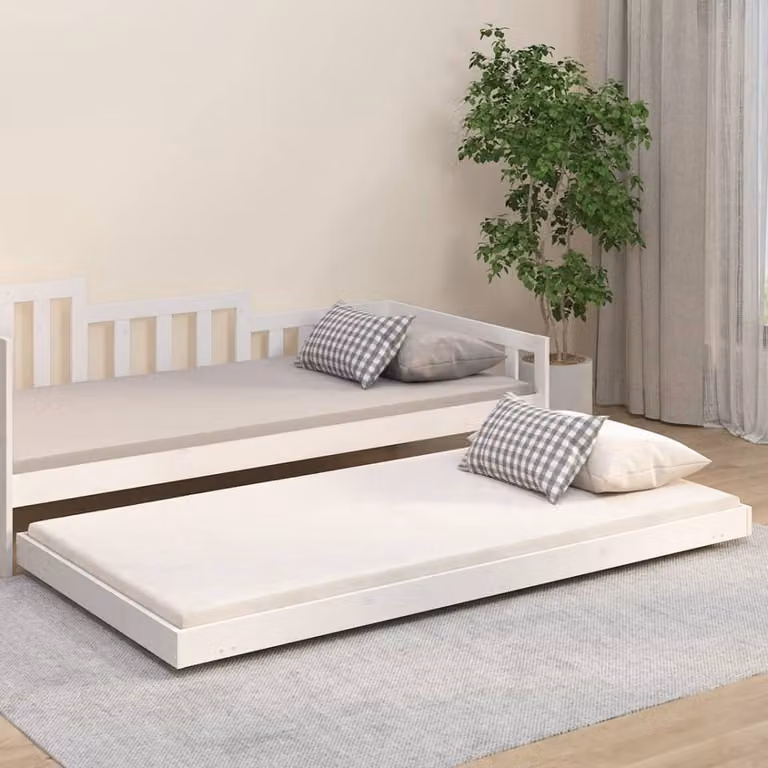The Living Store Letto in legno massiccio bianco 100x200 cm pino
