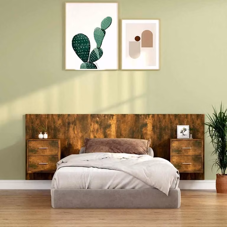 vidaXL Testiera Letto con Comodini Integrati in Legno Rovere Marrone L: 120 cm, H: 80 cm, P: 80 cm