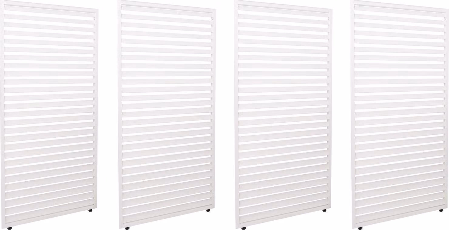 Set di 4 pannelli in alluminio per pergola HWC-L46, copertura per terrazza, modulo pannello a lamelle, 204x369 cm ~ bianco
