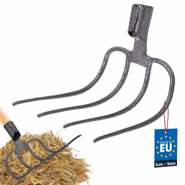 KOTARBAU® Zappetta per letame Forca a 4 rebbi Forca per letame Forca da giardino Forca da giardino Forca per letame Forca per vangare Forca per giardino Forca a filo per giardino e agricoltura