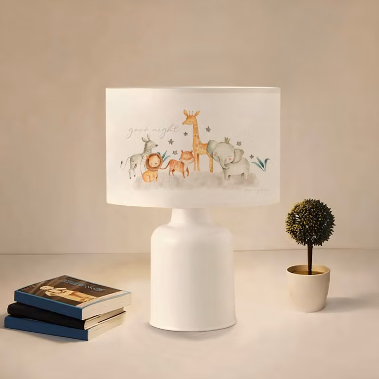 Opviq, lampada da tavolo di alta qualità, 1 attacco E27, 32 cm, bianca, cavo da 150 cm | 100% melamina