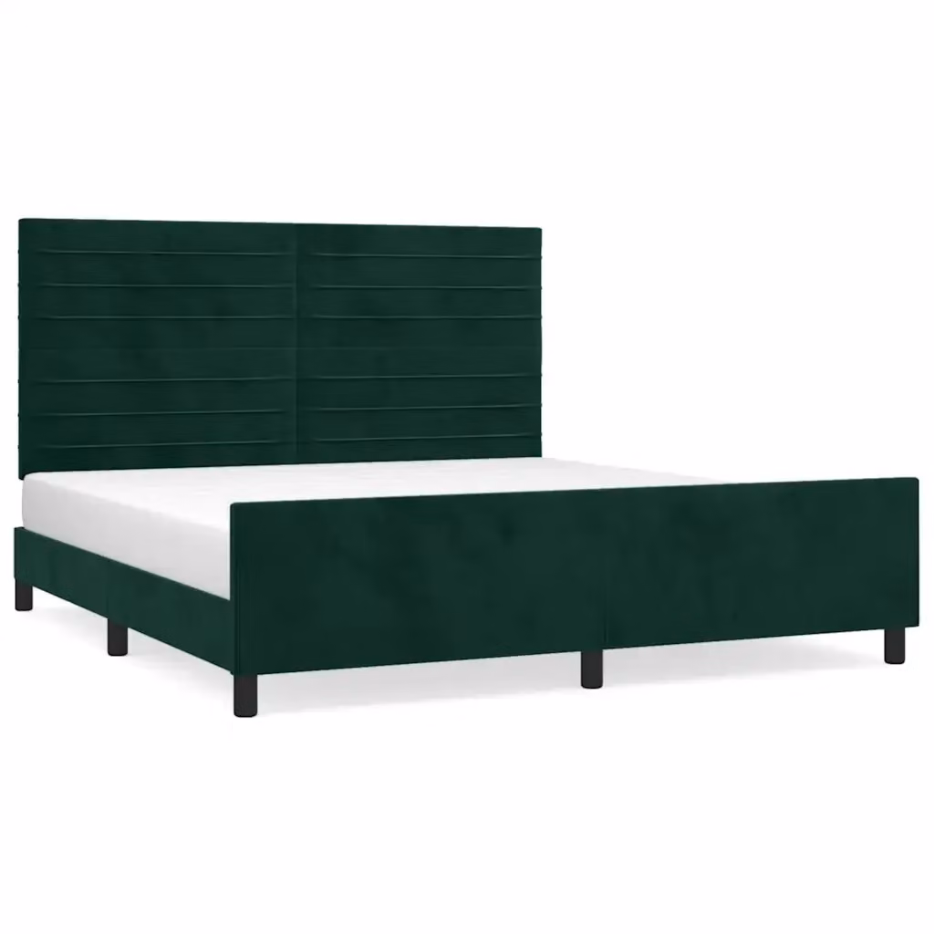 vidaXL Giroletto con Testiera in Velluto Verde Scuro e Struttura in Legno L/P/H: 180 x 200 x 128 cm – 2