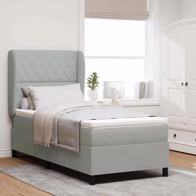 Letto ibrido con materasso a molle e schiuma vidaXL in velluto grigio, L/P: 190 x 90 cm