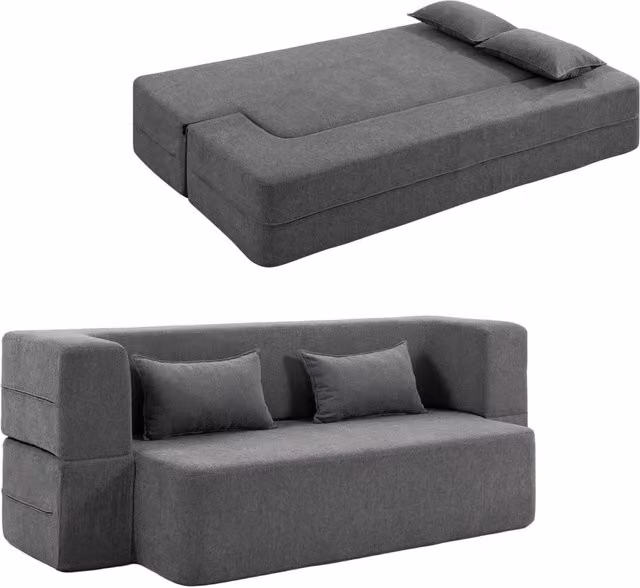 Divano letto 2 posti ¨C Zephmum ¨C Tessuto grigio
