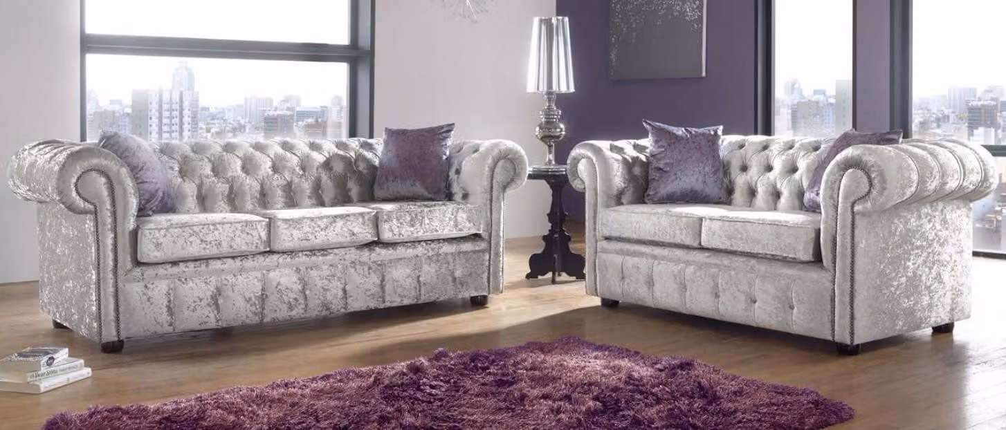 Sofagarnitur Chesterfield 3+2 Sitzers Klassische Barock Rokoko Sofa Leder