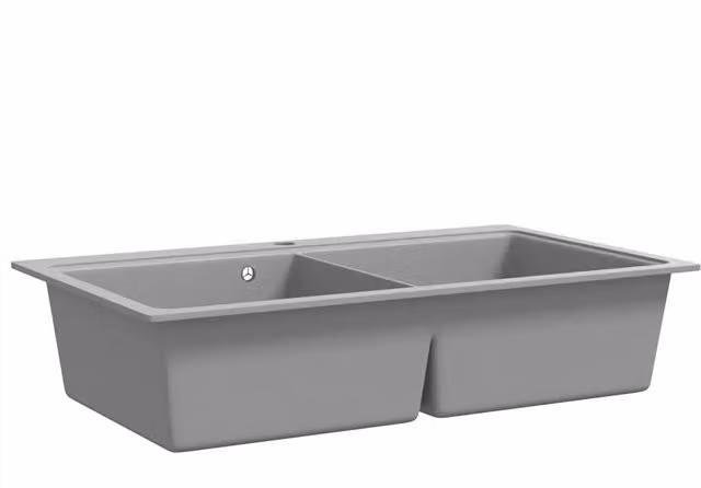 Lavandino cucina granito grigio lavello doppio con montaggio sopra CFW5052965