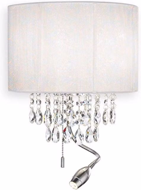 Applique Classica IDEAL LUX in Metallo, Cristallo e PVC, Colore Bianco e Cromo, 3 Luci E14