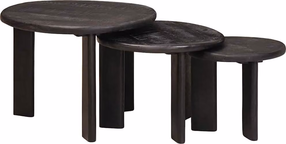 Tavoli da Caffè Nido 3 pcs Bianco Legno di mango massello