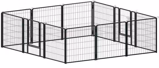 Recinto per cani, confezione da 12 pezzi - Gabbia metallica flessibile e regolabile per cani, dimensioni 80x80 cm. Ideale per rifugi per animali, canili, per creare un ambiente sicuro e facile da allestire, adatta a diverse razze di cani.