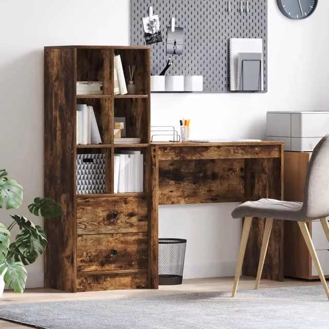 Scrivania Rovere fumé 125,5 x 40 x 127 cm 2 pz 3337317