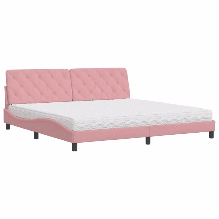 Letto con Materasso Rosa 200x200 cm in Velluto