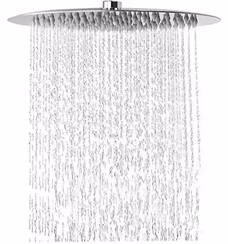 Doccia da soffitto, diametro 25 cm, acciaio inossidabile, rotonda; soffione quadrato, cromo, ad alta pressione, autopulente