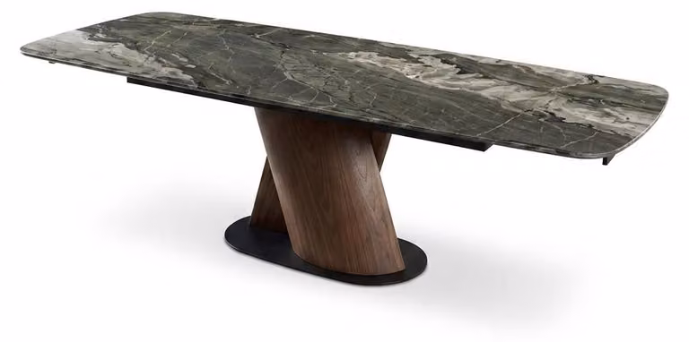Tavolo da pranzo in metallo e Vetroceramica, comodo, dal design moderno, con aspetto marmorizzato, colore grigio