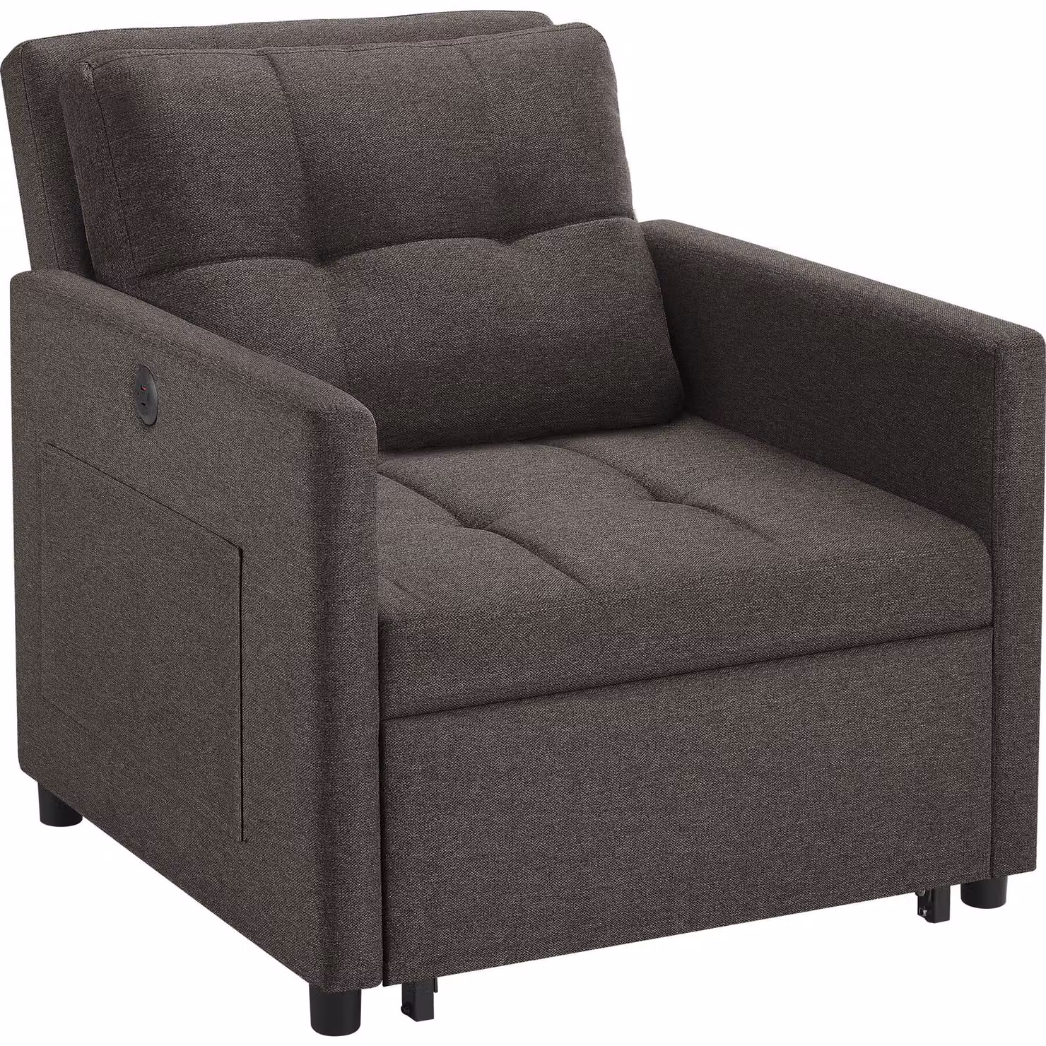 Poltrona letto pieghevole tectake modello relax recliner con braccioli, struttura in metallo e rivestimento in tessuto grigio – 4