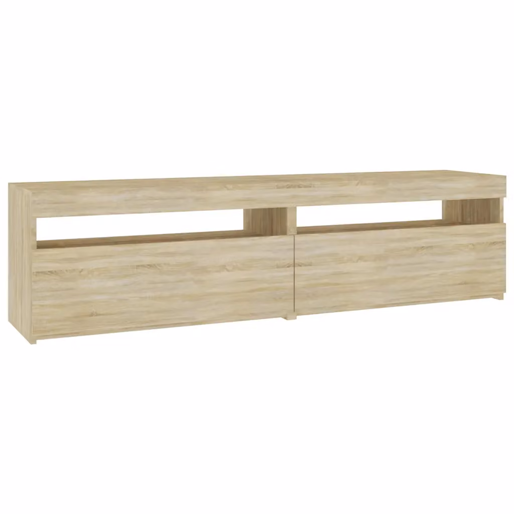 Set di 2 mobili porta TV vidaXL con luci LED integrate in rovere e beige L/P/H: 75 x 35 x 40 cm
