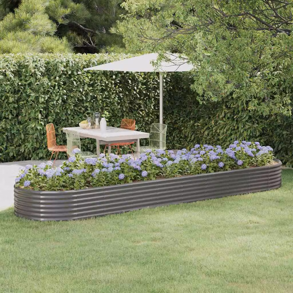 Letto da giardino rialzato vidaXL in acciaio zincato grigio L: 396 cm, P: 100 cm, H: 36 cm