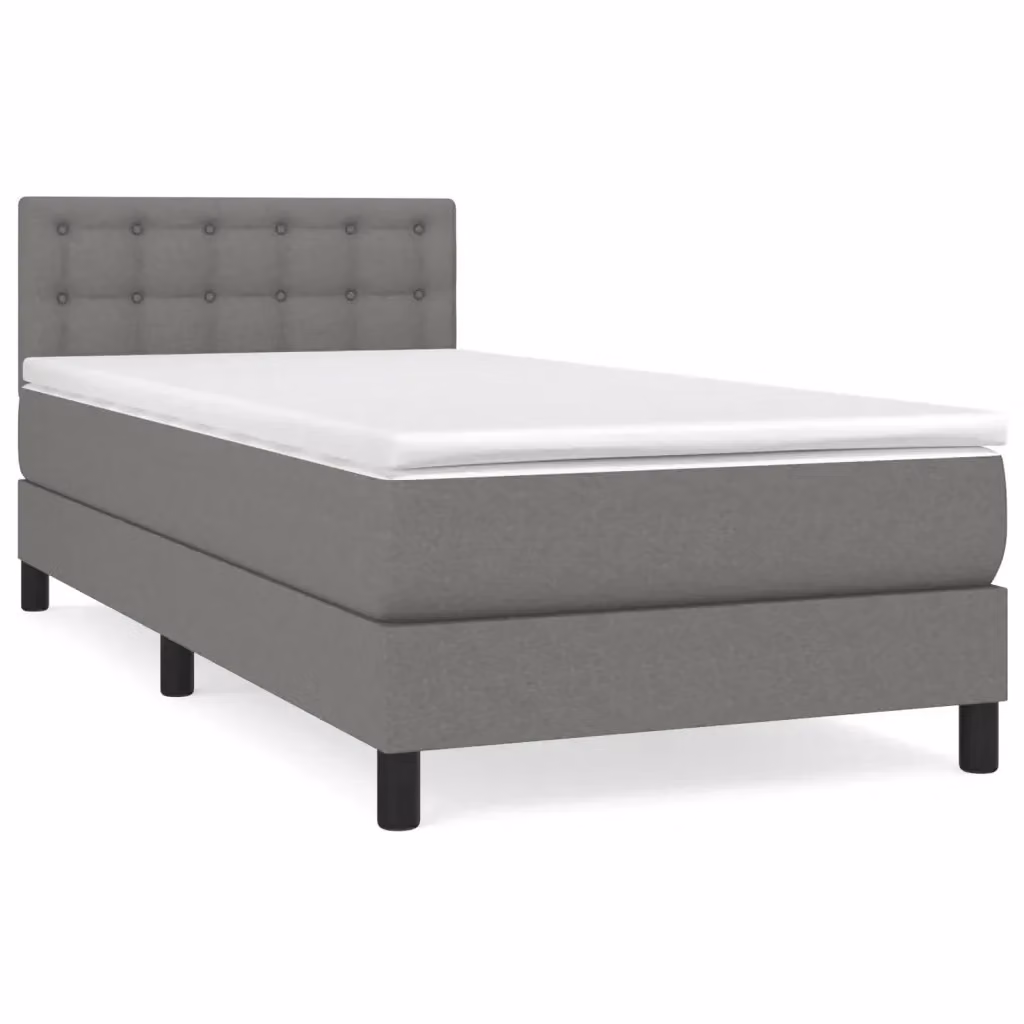 vidaXL Letto Ibrido con Giroletto a Molle e Materasso in Tessuto Grigio e Bianco L: 200 cm, P: 80 cm, H: 30 cm – 2