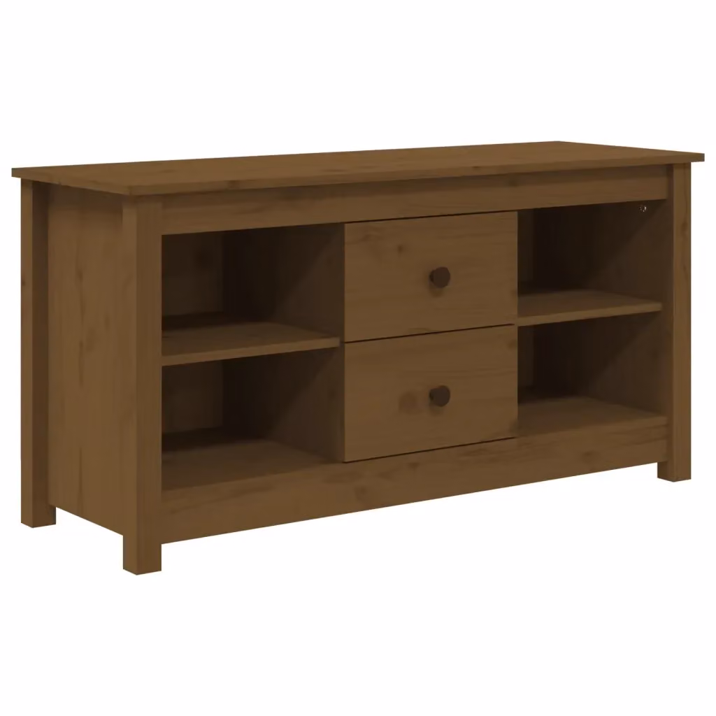 Mobile Porta TV vidaXL in Legno Massello di Pino Marrone L: 103 cm, P: 36,5 cm, H: 52 cm – 2