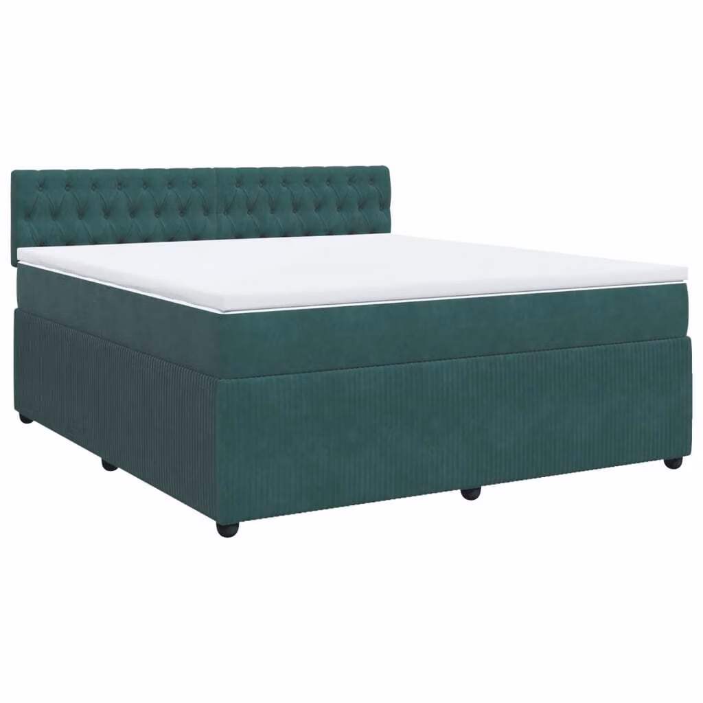 Giroletto a Molle con Materasso Verde Scuro 180x200 cm Velluto