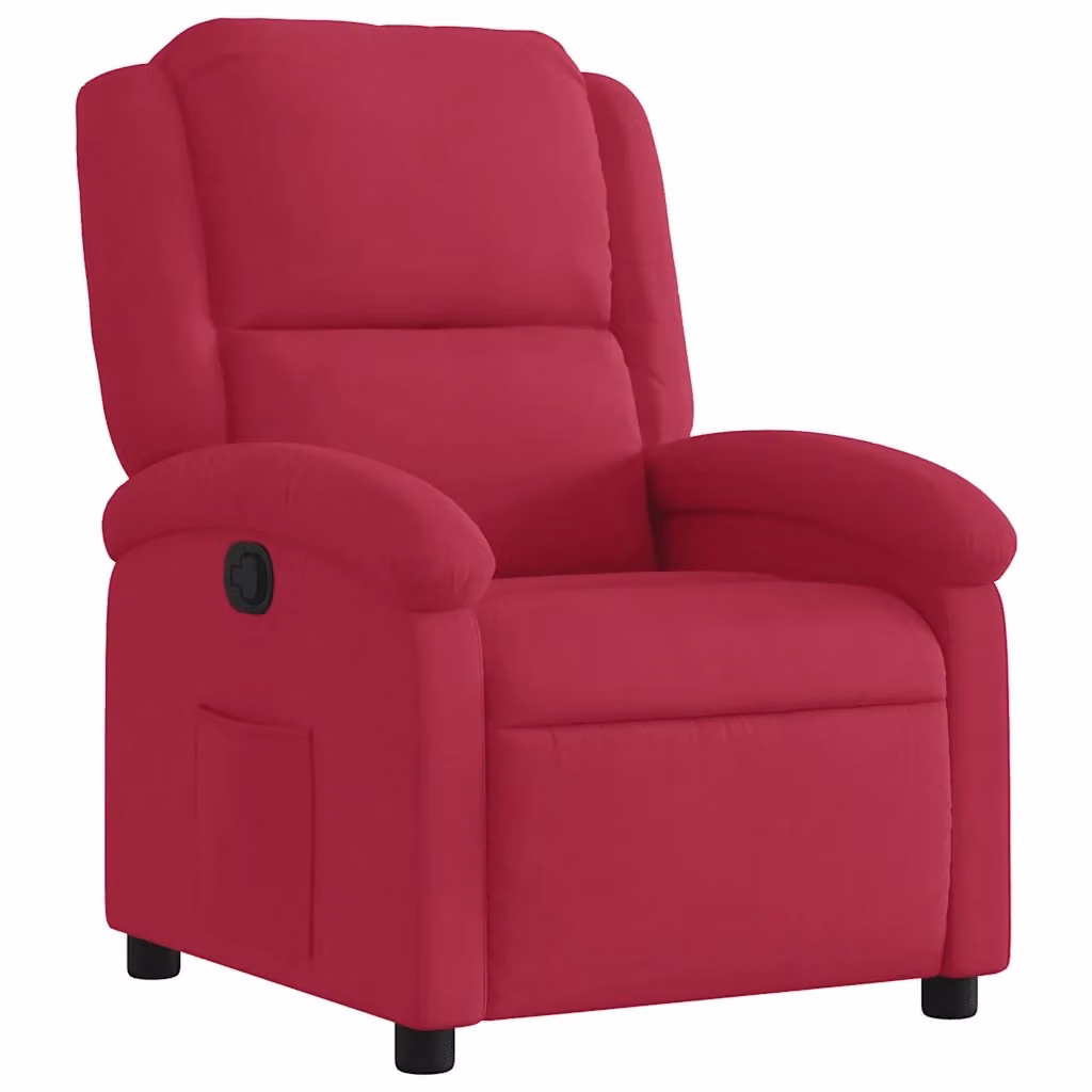 Poltrona Reclinabile Relax vidaXL in Velluto Rosso con Braccioli e Regolazione Manuale – 2