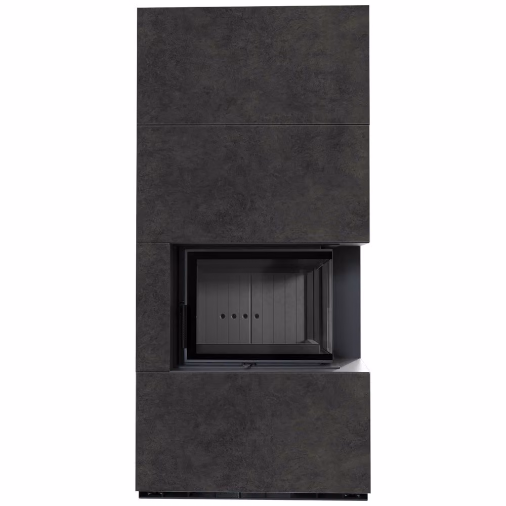 KRATKI FLOKI BOX Kit camino destro 8 kW Ø 160 quarzo sinterizzato FOKOS GRAFITE rivestimento nero