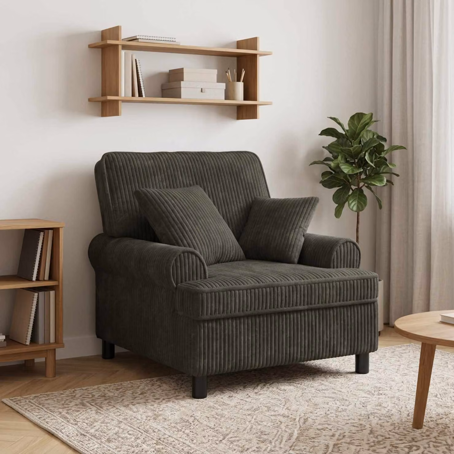 Poltrona XL moderna vidaXL in tessuto antracite con cuscini in schiuma e braccioli