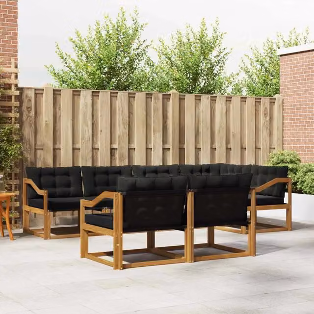 Set di divani da esterno 7 pz Naturale e Nero 3369563