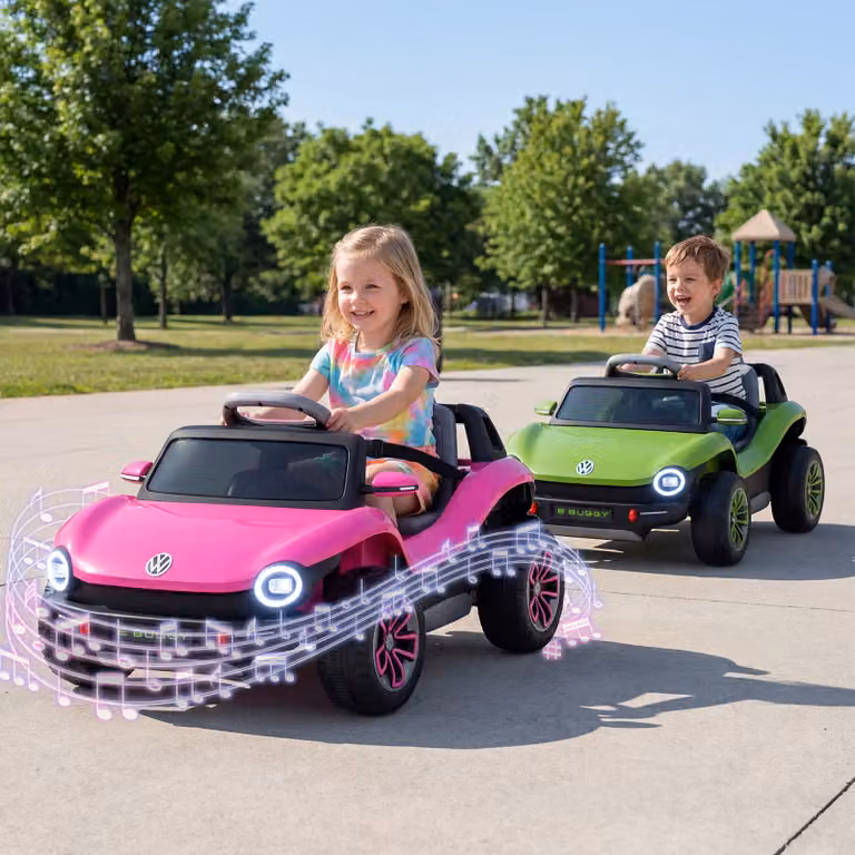 Costway Auto elettrica da cavalcata per bambini con telecomando, musica e vano portaoggetti, Rosa