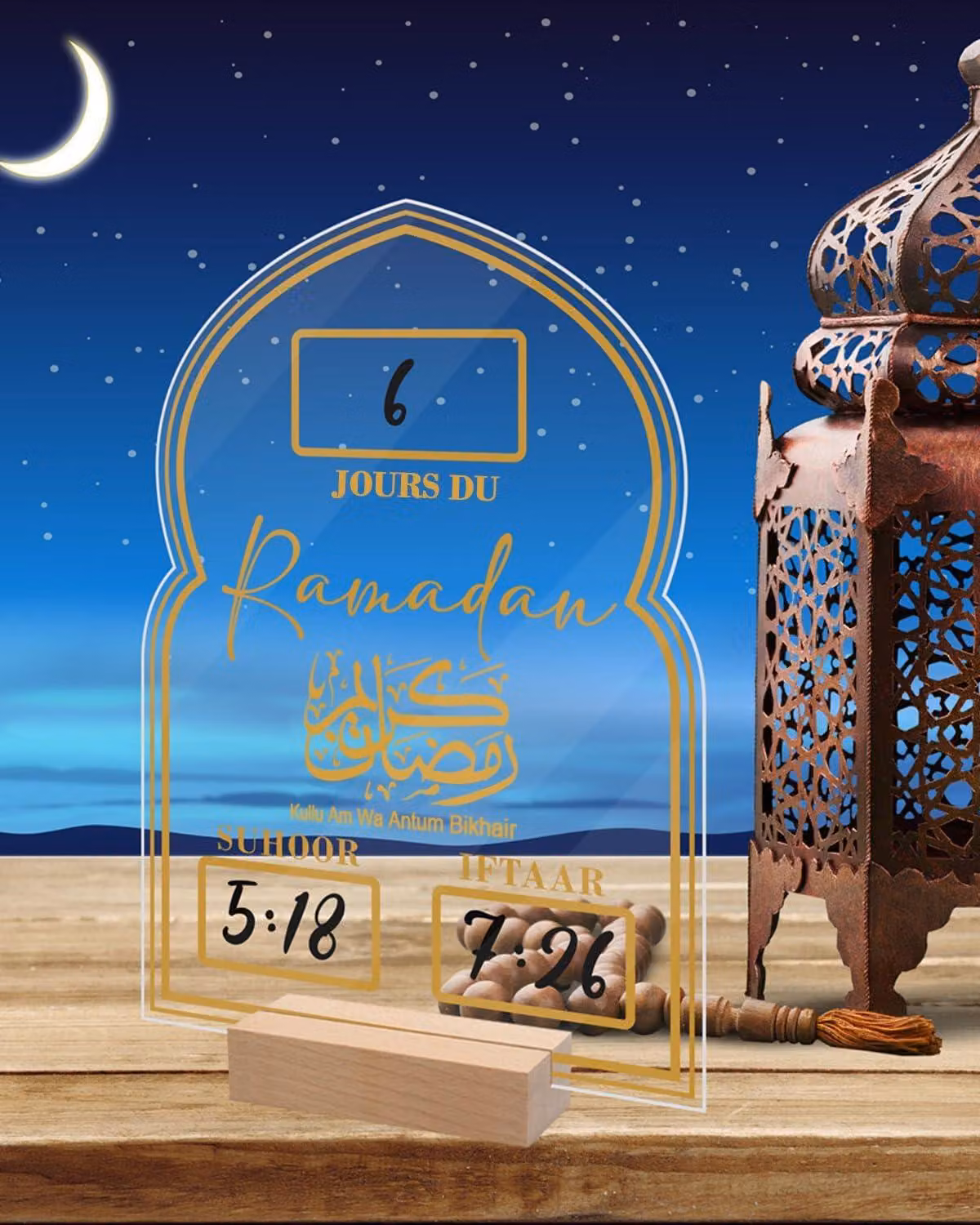 Calendario dell'Avvento "Ramadan Mubarak" 2025 - Conto alla rovescia in acrilico per l'Eid Kareem, ideale per la casa, l'ufficio e la decorazione della scrivania