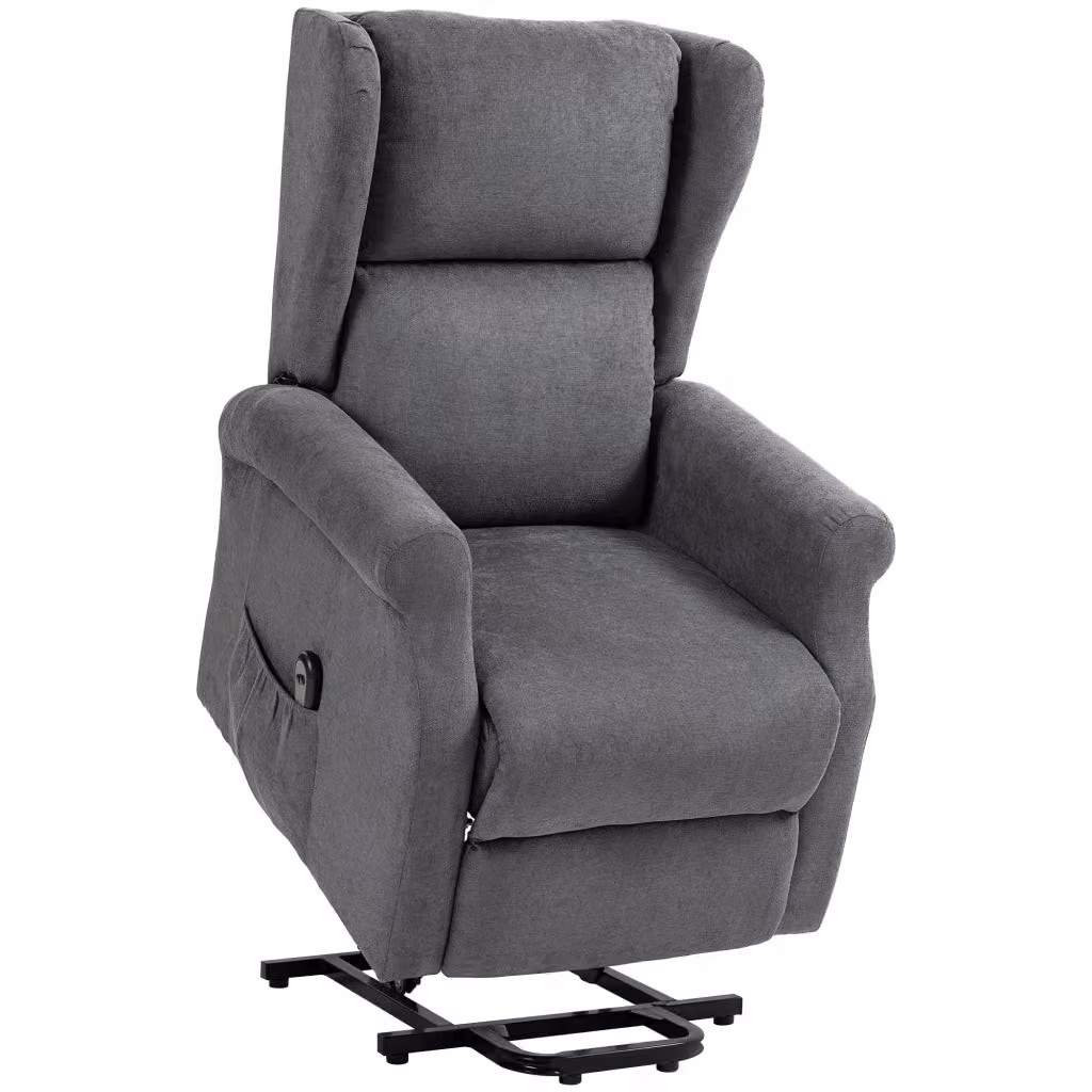 Poltrona relax elettrica Chicfurn con funzione alzapersona e schienale reclinabile in tessuto grigio con struttura in legno massello – 2