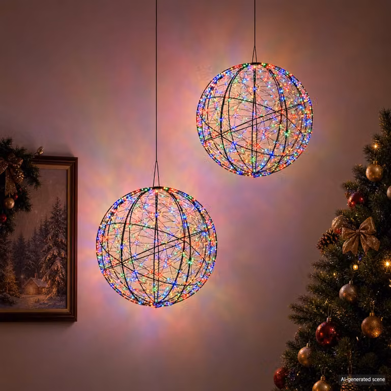vidaXL Luce a punta di Natale 2 pz 1000 LED Multicolore Ø 40 x 42 cm