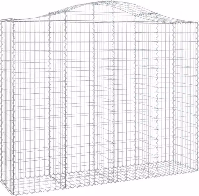Cesto gabbione ad arco per recinzione e muro di contenimento in ferro zincato argento L: 200 cm, P: 50 cm, H: 160/180 cm