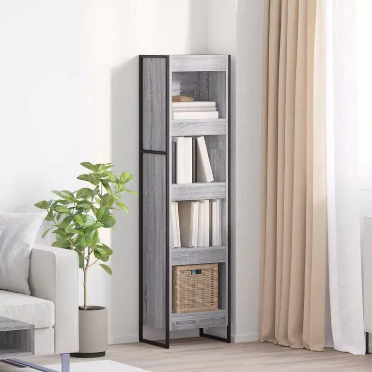 vidaXL Armadio per Libri in Stile Industrial Grigio in MDF e Metallo L/P/H: 40 x 30 x 155 cm