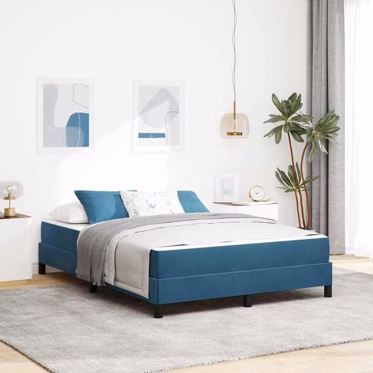 Maison Exclusive - Letto boxspring con materasso blu scuro 140 x 200 cm Tessuto