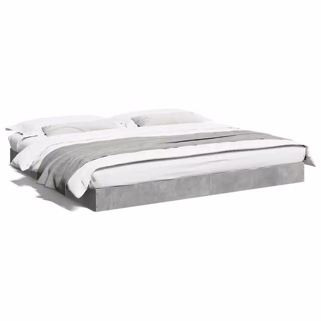 Letto matrimoniale moderno in tessuto grigio con struttura in legno multistrato L/P/H: 180 x 200 x 203 cm