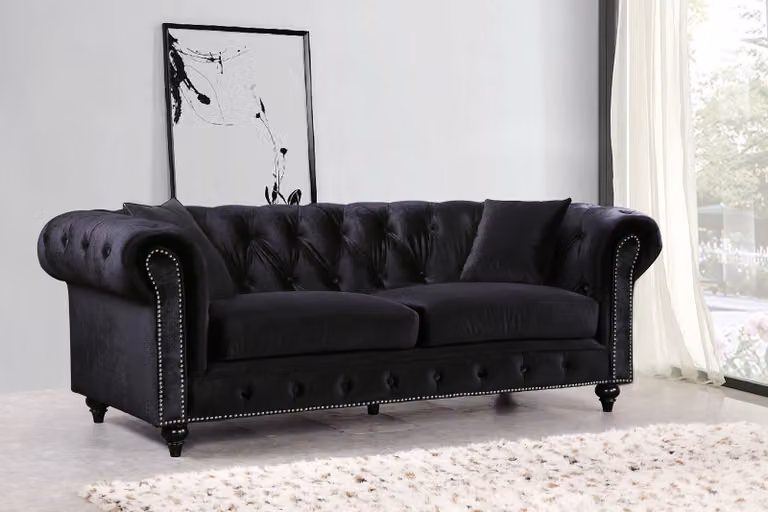 Chesterfield Design Luxus Polster Sofa Couch Sitz Garnitur Leder #125