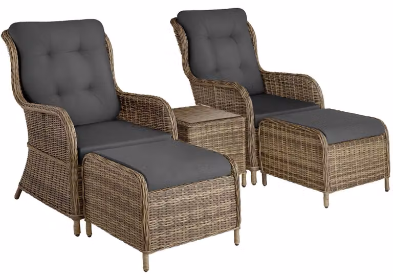 Set di sedute in alluminio e rattan Benissa di tectake® per 2-4 persone