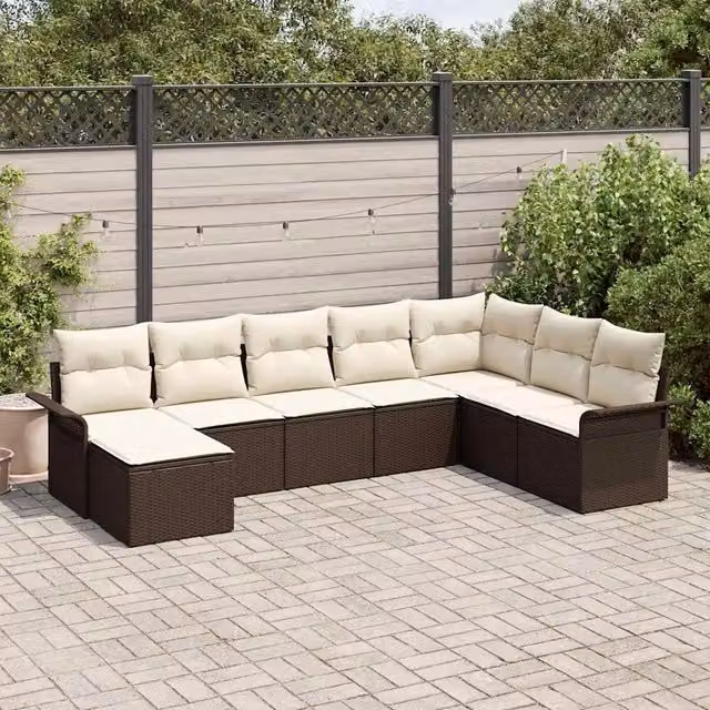Set Divano da Giardino 8 pz Marrone Poly Rattan 3354147