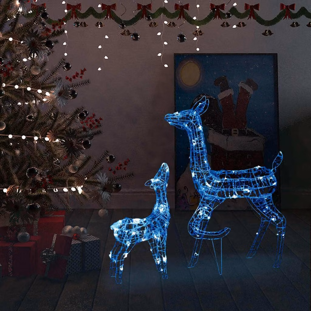 The Living Store LED Renna Famiglia Decorazione di Natale Acrilico 160 LED Blu