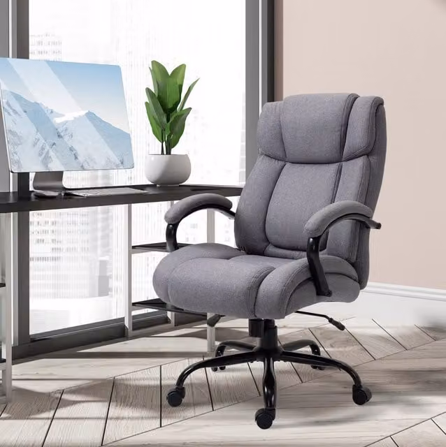 Sedia da ufficio girevole grigio chiaro – schienale ergonomico, seduta ampia